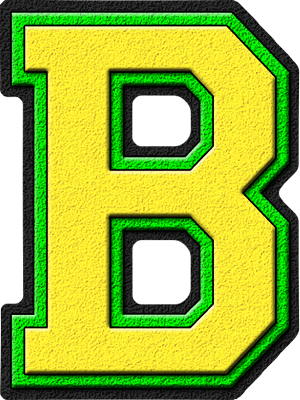 Etc > Presentations Etc Home > Alphabets > Varsity - Green And Yellow B (300x400)