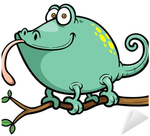 Vector Illustration Of Cartoon Chameleon Sticker • - Illustration (400x400)