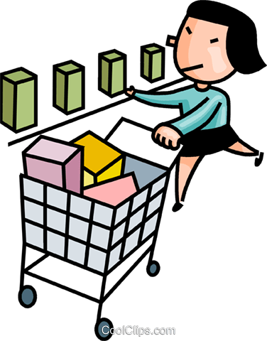 Woman Grocery Shopping Royalty Free Vector Clip Art - Woman Grocery Shopping Royalty Free Vector Clip Art (376x480)