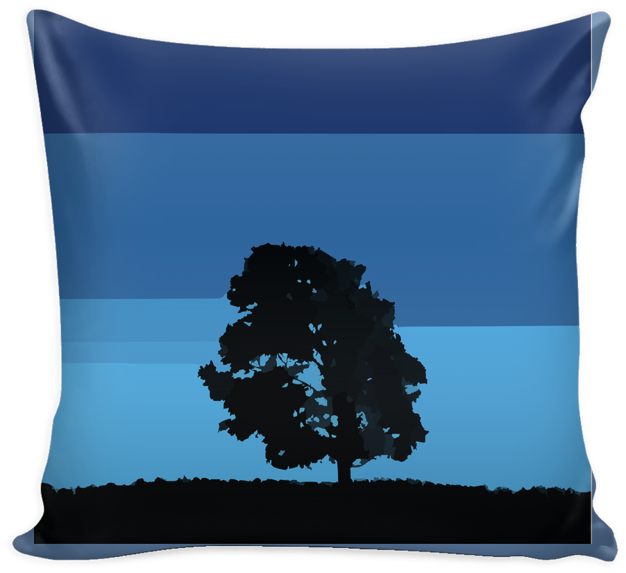 Blue Tree Throw Pillow Cover - Cushion (1024x1024)