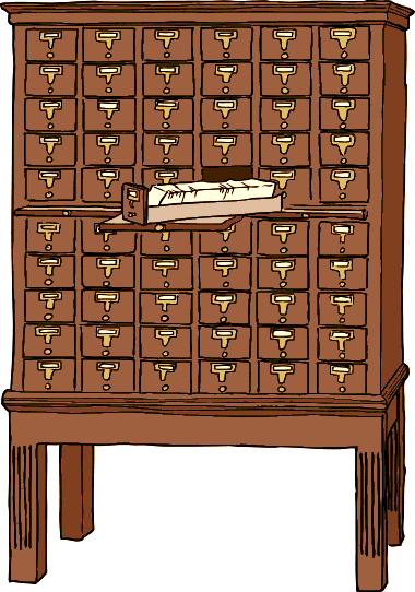 Bookcase Clipart Library Card - Laci Kartu Indeks (380x542)