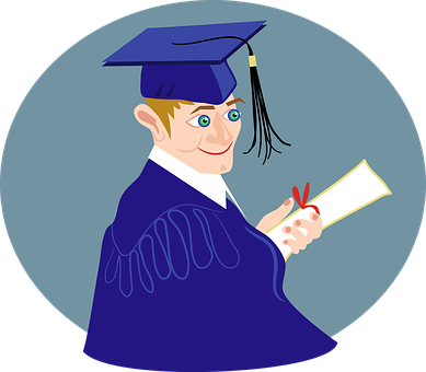 Boy Class Comic Characters Diploma Educati - Graduation Boy Png (389x340)