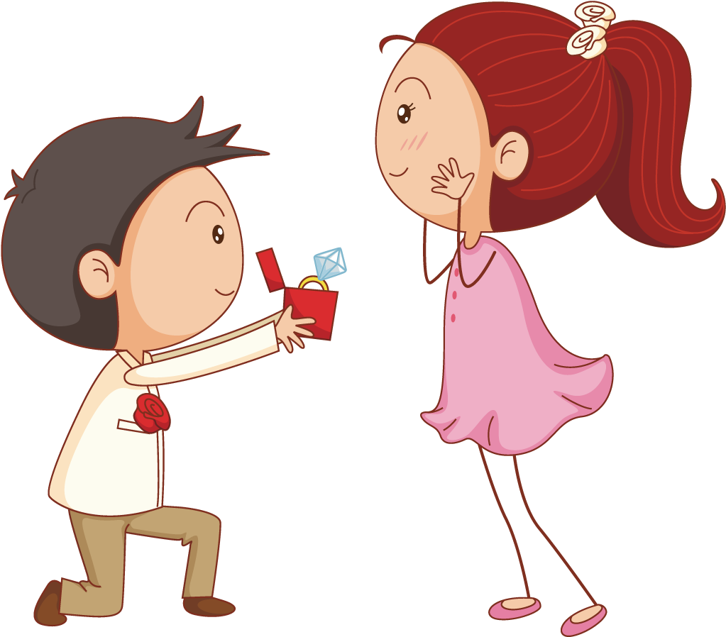 Marriage Proposal Cartoon Illustration - Engagement Party Cartoon (1137x1134)