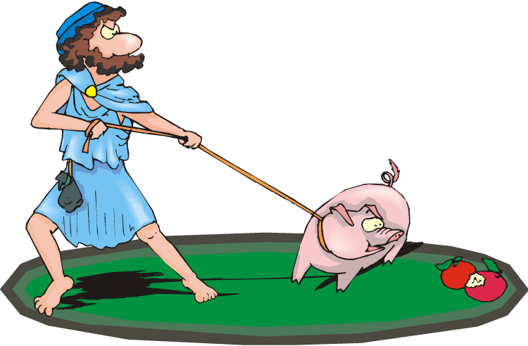 Man With Pig Image From Www - Comparative And Superlative Latin Adjectives Sapiens (750x492)