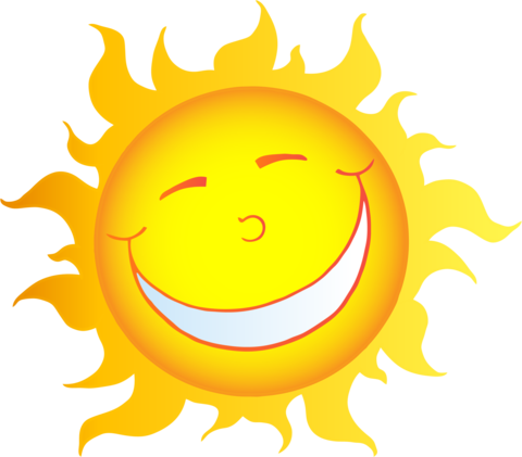 Pin Sun Moon Stars Clipart - Smiling Sun Cartoon (480x421)
