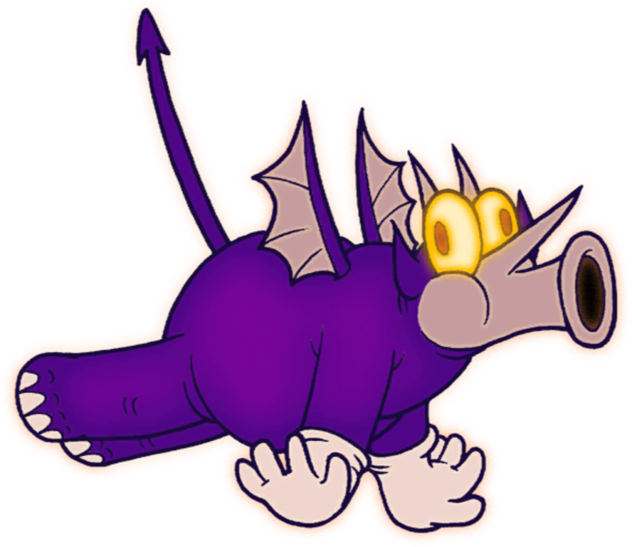 Fat Demon Spit - Cuphead Large Purple Demon (897x767)