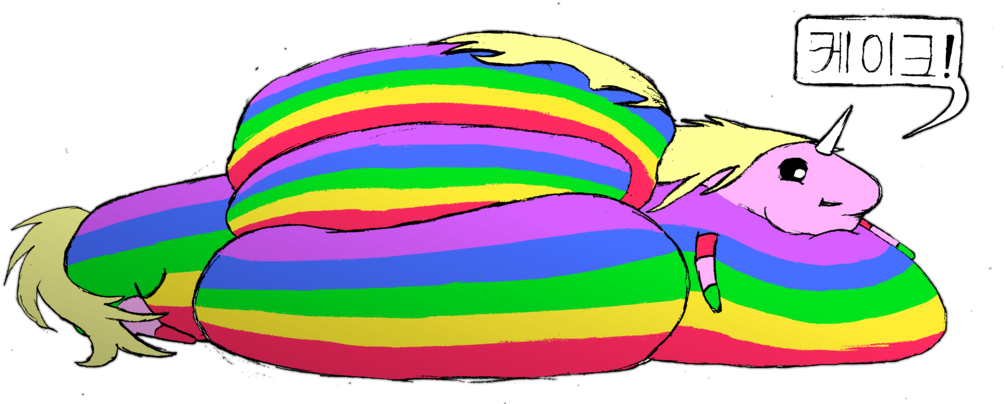Fat Lady Rainicorn By Bigbellys - Adventure Time Lady Rainicorn Inflation (1024x406)