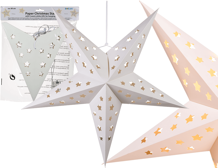 Estrella Navideña Blanca De Papel Con 4 Led Blanco - Origami (945x709)