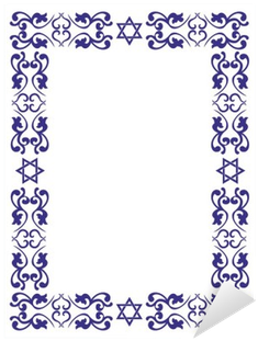 Vinilo Pixerstick Frontera Floral Judía Con La Estrella - Clip Art (400x400)