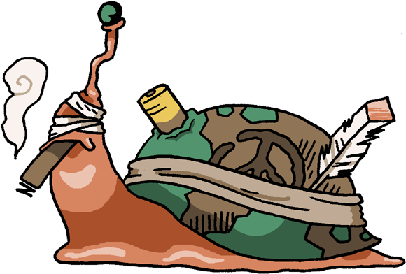 Native To War Torn Battlefields The War Snail Has A - Cartoon (600x415)