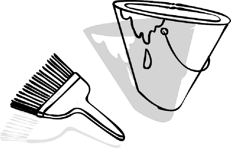 Paint, Brush, Paintbrush, Tool, Bucket, Line Art - Paintbrush (800x515)