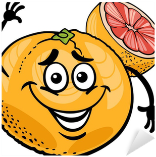 Red Grapefruit Fruit Cartoon Illustration Sticker • - Pomelo Animadas (400x400)