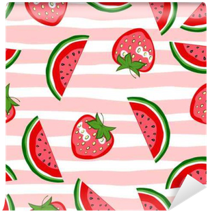 Mural De Parede Padrão Sem Emenda De Melancia E Morango - Watermelon (400x400)