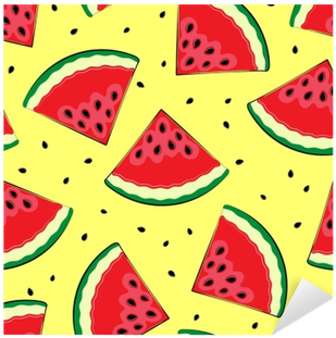 Autocolante Pixerstick Fundo Sem Costura Com Melancia - Plano De Fundo Amarelo Melancia (400x400)