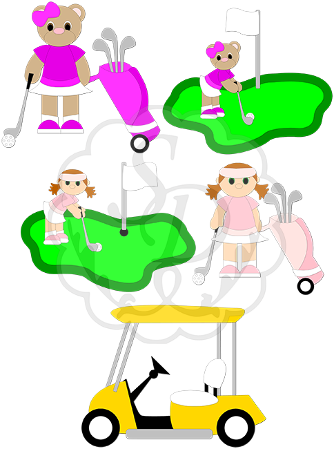 Golf Girls And Bear Set - Golf Girls And Bear Set (484x650)