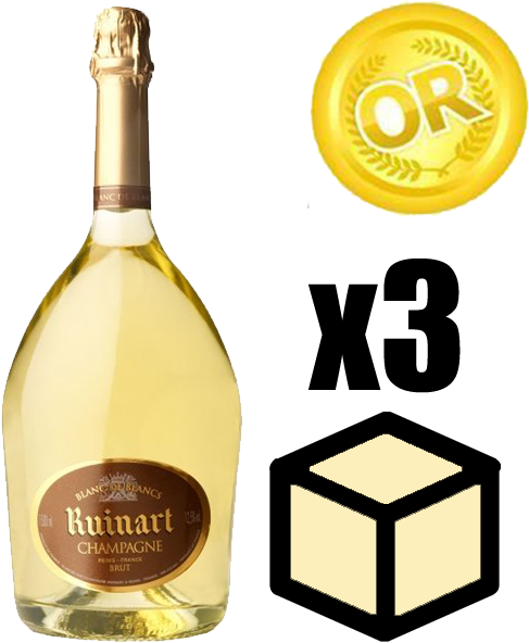 X3 Champagne Ruinart Blanc De Blancs 75cl - Ruinart Champagne Brut Blanc De Blancs (600x600)