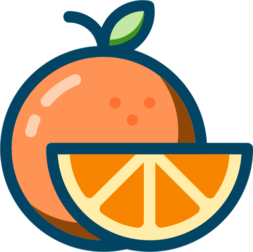 Orange With Slice - Orange Icon (500x499)