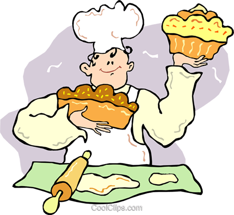 Baker With His Pies And Cakes Royalty Free Vector Clip - Clip Art (480x440)