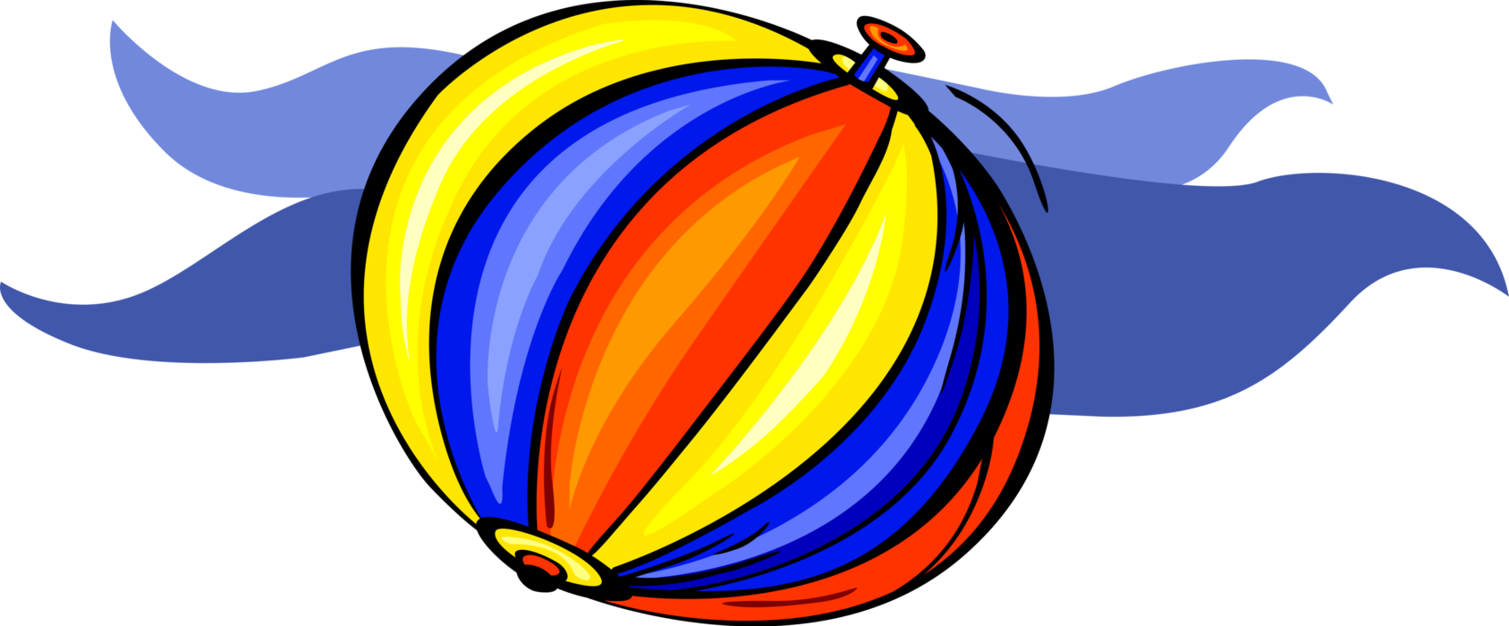 Vector Illustration Of Inflatable Beach Ball With Ocean - Vector Illustration Of Inflatable Beach Ball With Ocean (1687x700)