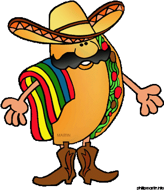 Food Clip Art, Pizza, Tacos, Nachos, Paper Bag - Mexican Tacos Clipart (354x400)