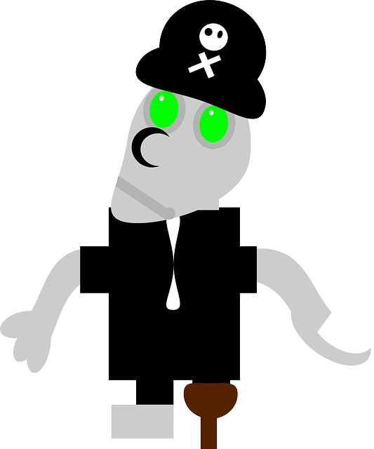 Robot, Death's Head, Amputated, Leg - Pirate (533x640)