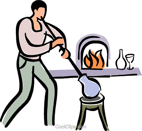 Glass Blowing Royalty Free Vector Clip Art Illustration - Glass Blowing (480x444)