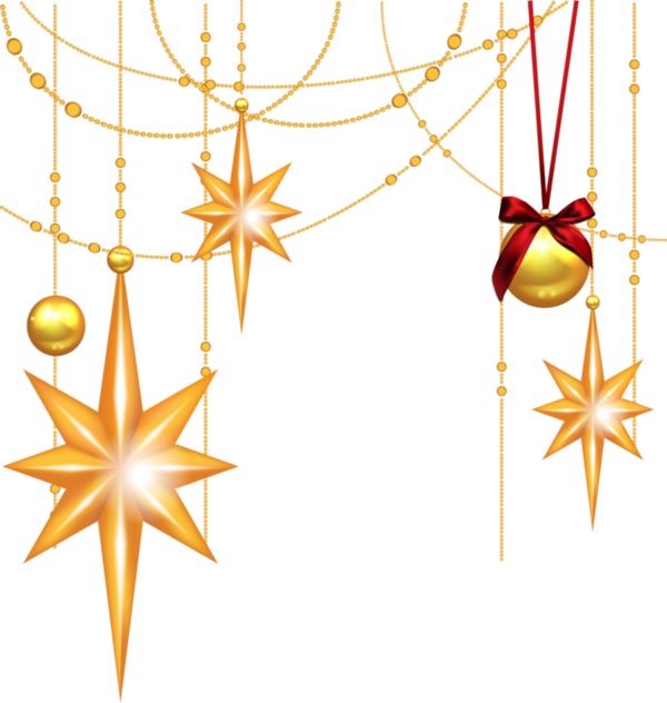 Transparent Christmas Gold Stars And Ornament Clipart - Christmas Stars Images Png (600x632)