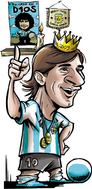Caricatures - Messi - Kobe Bryant Y Messi Caricatura (394x772)
