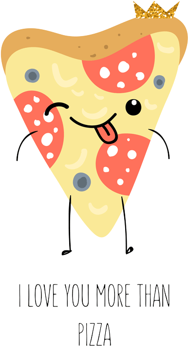 I Love Pizza Kawaii - Valentine's Day (1000x1000)