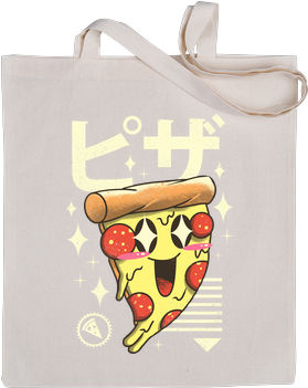 Kawaii Pizza Bag Beige - Stoffbeutel Sprüche (350x350)