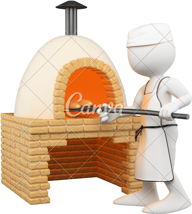 3d Baker Making Bread In The Oven - Baker (733x800)