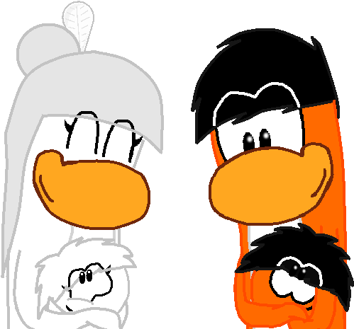 Feather And Ob As Penguins And Puffles By Cadenfeather - Feather And Ob As Penguins And Puffles By Cadenfeather (621x465)