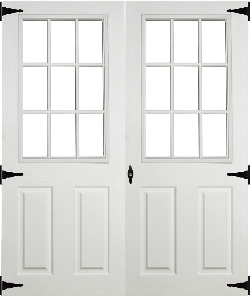 Fiberglass Slab 9 Lite Double Door For Sheds - Double Shed Doors (1000x1000)