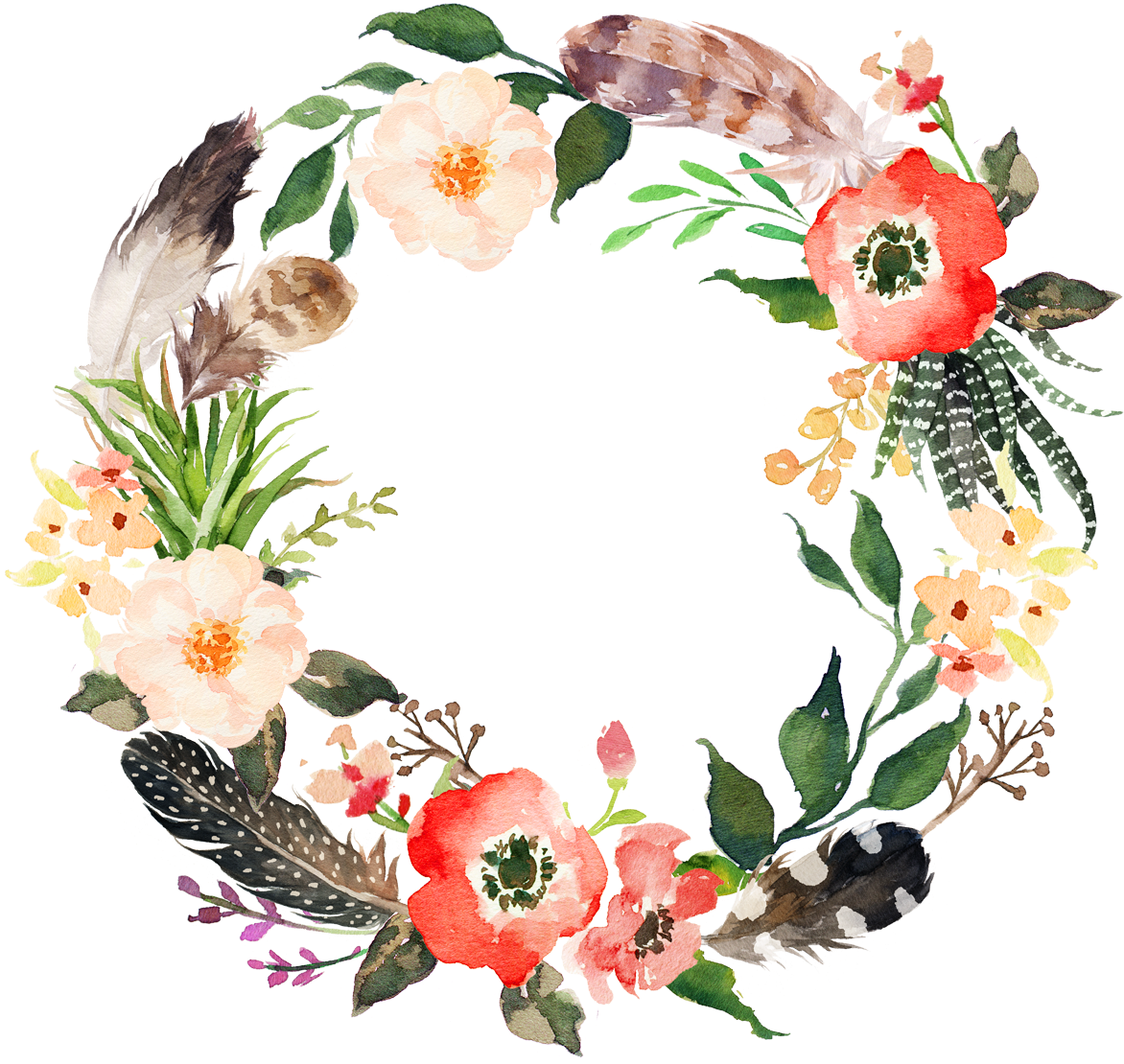 Flower Wreath Watercolor Painting Garland - Not Today Satan Floral (1200x1144)