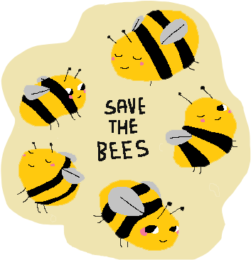 Illustration Art Cute Kawaii Grunge Pastel Bees Save - Save The Bees Cute (373x384)