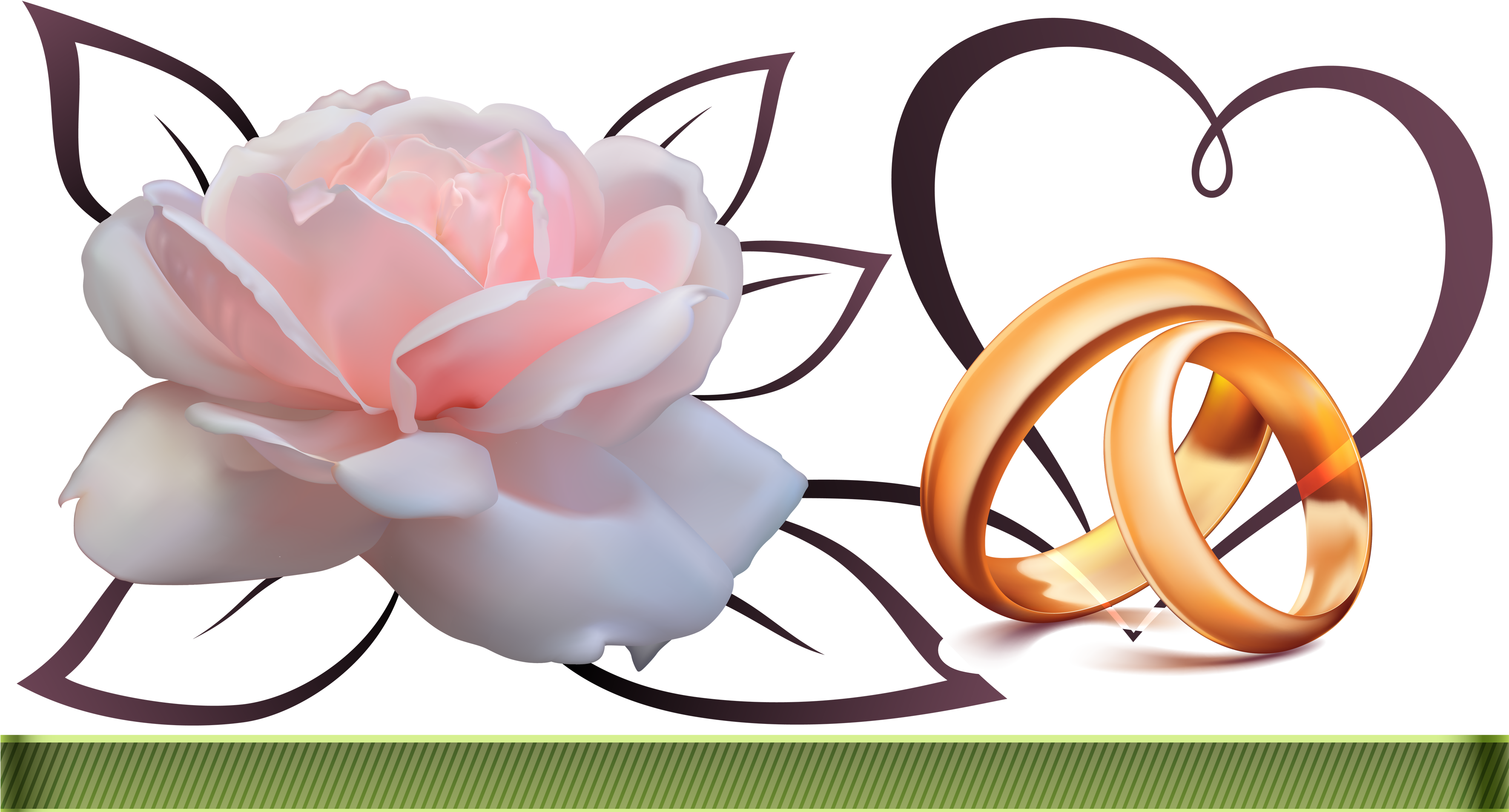 Ring Vecteur Flower Designer - Wedding Ring Heart Png (3543x1937)