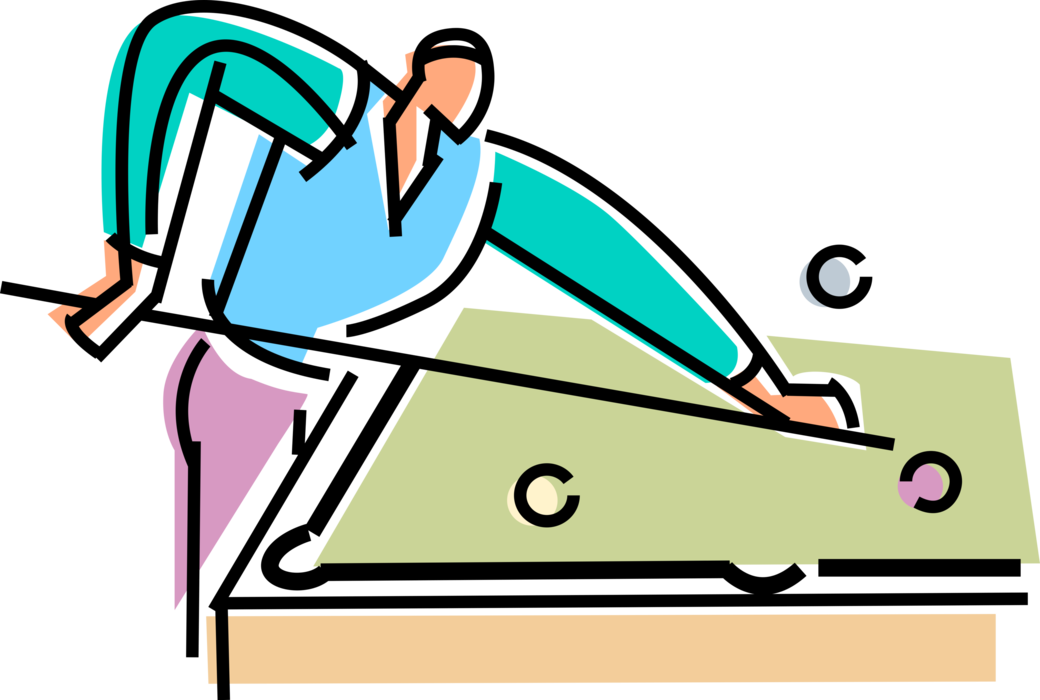 Vector Illustration Of Sport Of Billiards Player Playing - Vector Illustration Of Sport Of Billiards Player Playing (1040x700)