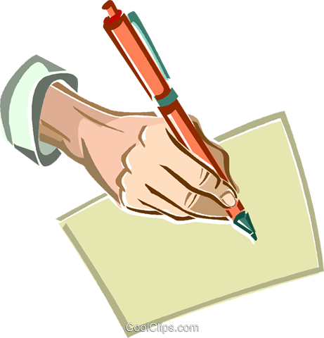 Hand Holding A Pen Royalty Free Vector Clip Art Illustration - Writing Hand (461x480)