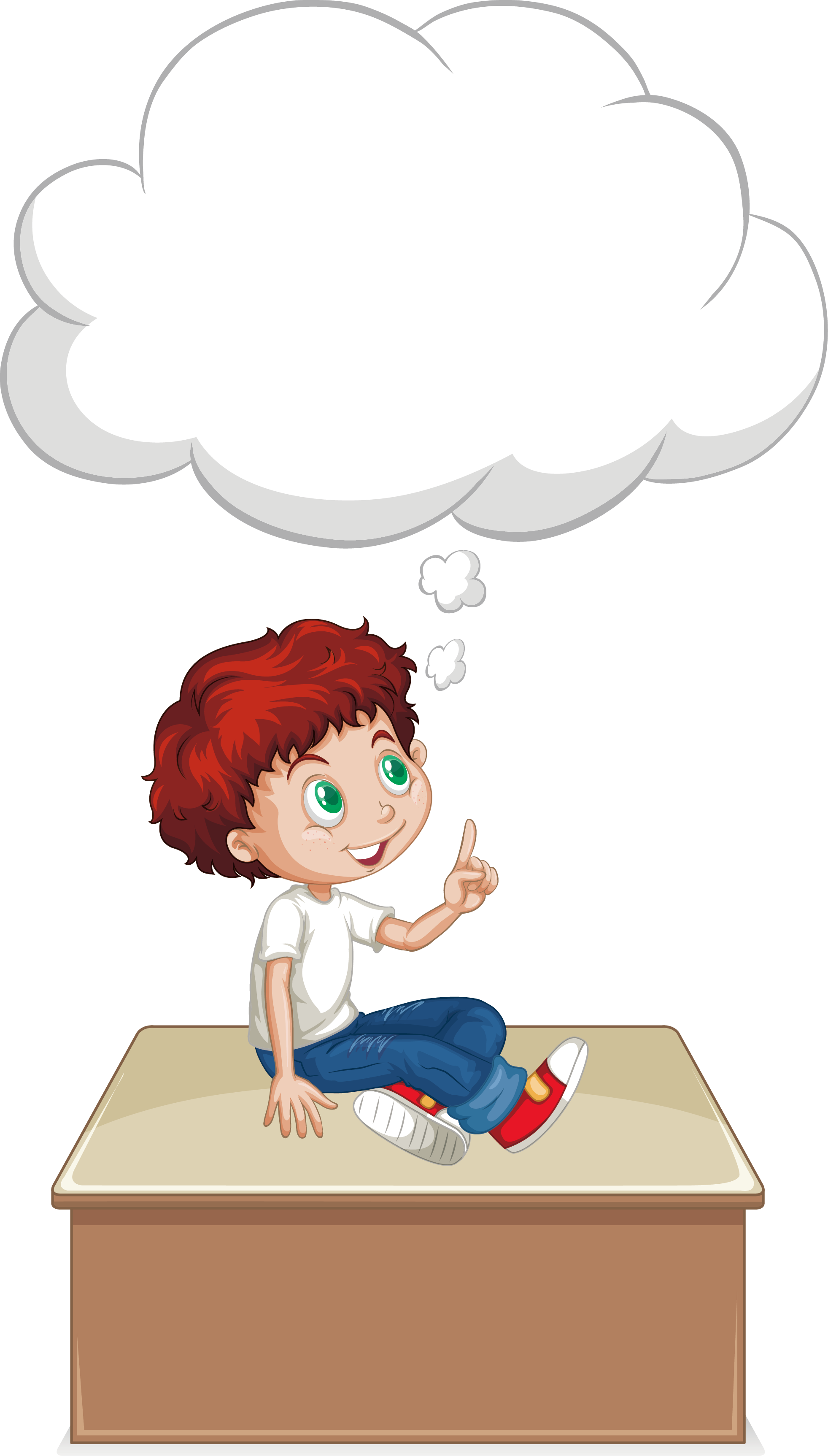 Boy Euclidean Vector Thought Illustration - Boy Thinking Png (1963x3450)