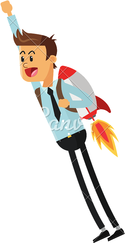 Flying Businessman With Jetpack Icon - Vector Graphics (800x800)