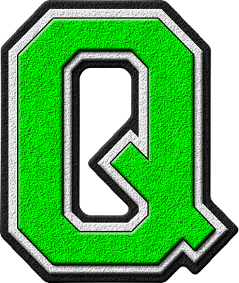 Q - Presentation Alphabet Set Forest Green Varsity Letter (337x400)