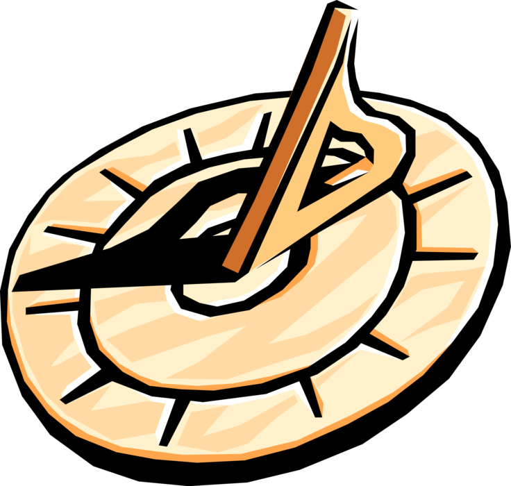 Vector Illustration Of Sundial Instrument Indicates - Sundial (736x700)