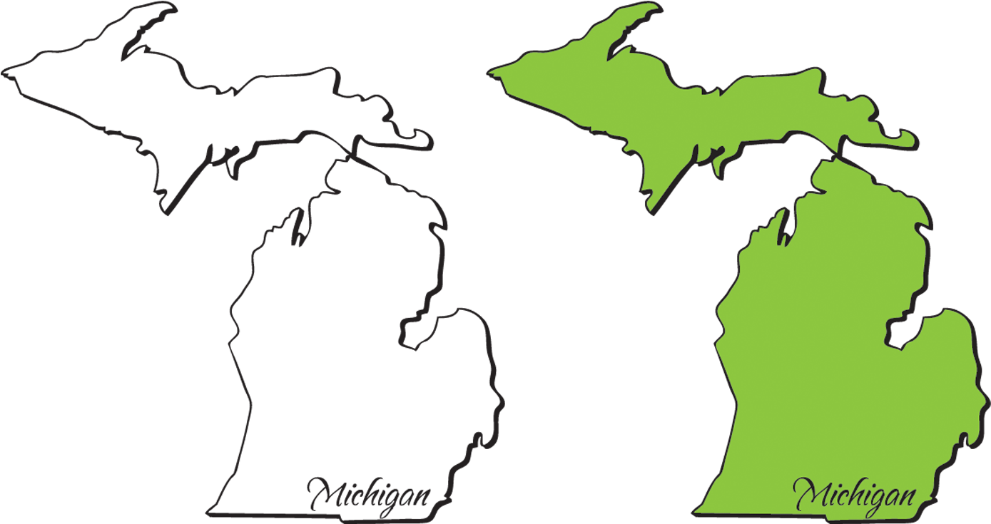 Michigan State Free Vector Art - State Of Michigan Outline (1400x980)
