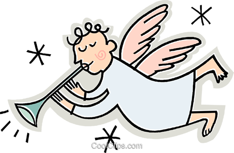 Angle Blowing A Horn Royalty Free Vector Clip Art Illustration - First Herald Angel: An Original Christmas Play With (480x314)