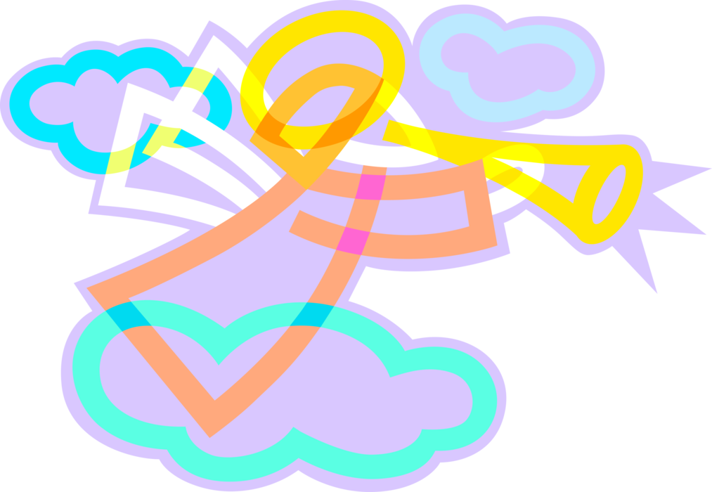 Vector Illustration Of Spiritual Angel Blowing Trumpet - Calendar (1013x700)
