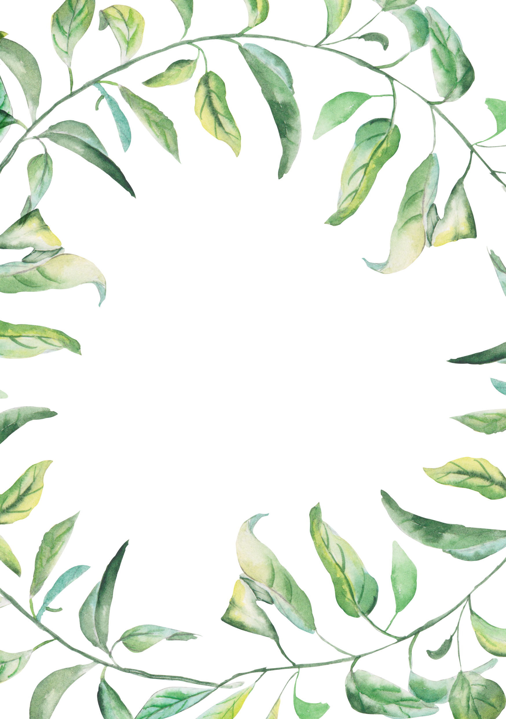 Watercolor Painting Drawing - Green Watercolor Border (1748x2480)