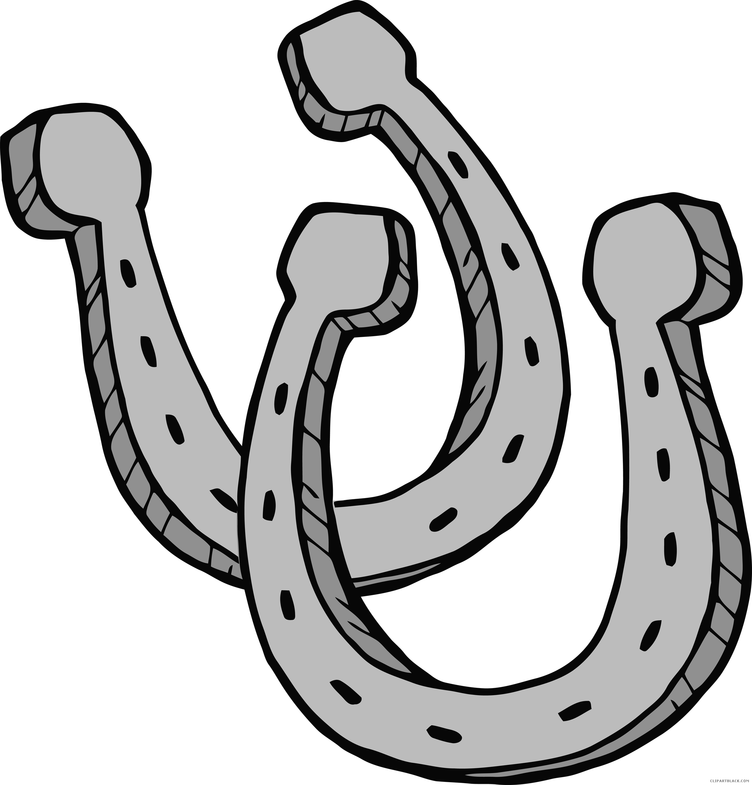 Horseshoe Animal Free Black White Clipart Images Clipartblack - Horseshoes Clipart (2400x2503)