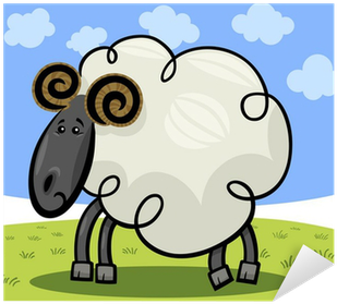 Cartoon Illustration Of Ram Or Sheep Sticker • Pixers® - Carnero Dibujo Animado (400x400)