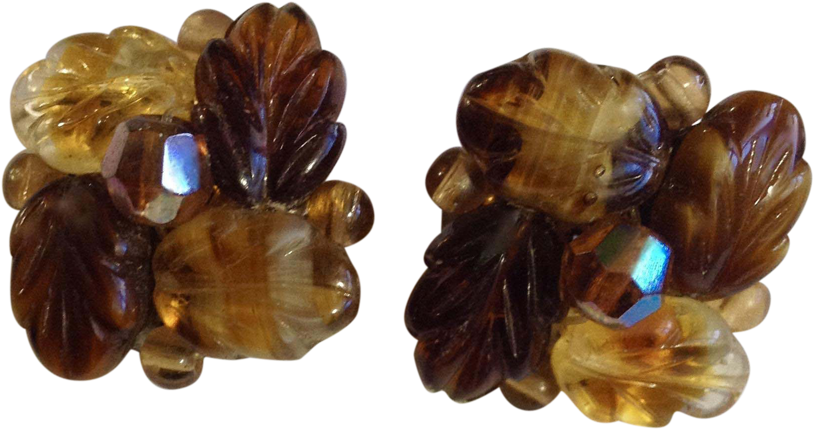 Gorgeous Vintage West Germany Glass Brown Leaves Clip - Crystal (1636x1636)