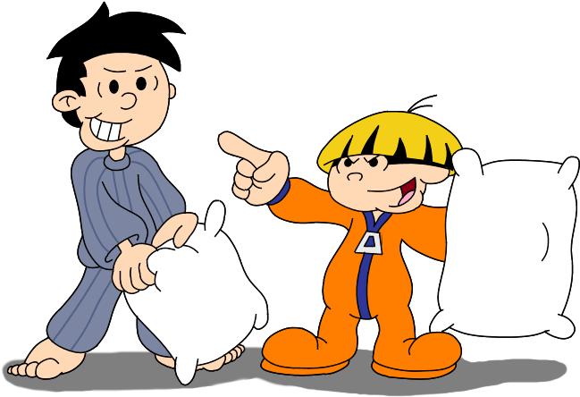 Pillow Fight Boys By Farinaartist - Cartoon (689x462)